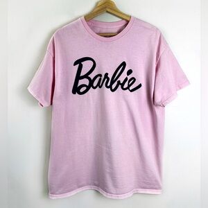 Barbie Mattel Pink Script Logo Women’s Cotton Tshirt Women’s Size XL